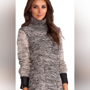 DUFFY leather cuffs pullover sweater